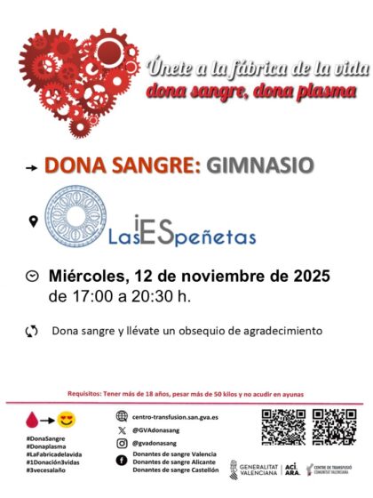 Orihuela, evento: Donación de sangre, organizada por el Centro de Transfusiones de la Comunidad Valenciana y el IES Las Espeñetas