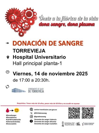 Torrevieja, evento: Donación de sangre, organizada por el Centro de Transfusiones de la Comunidad Valenciana