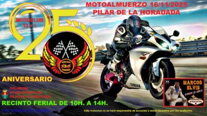 Pilar de la Horadada, evento: XXV Motoalmuerzo con concierto tributo a Elvis Presley por el cantante Marcos Elvis y sorteo de premios, organizado por el Moto Club '12+1' con la colaboración del Ayuntamiento