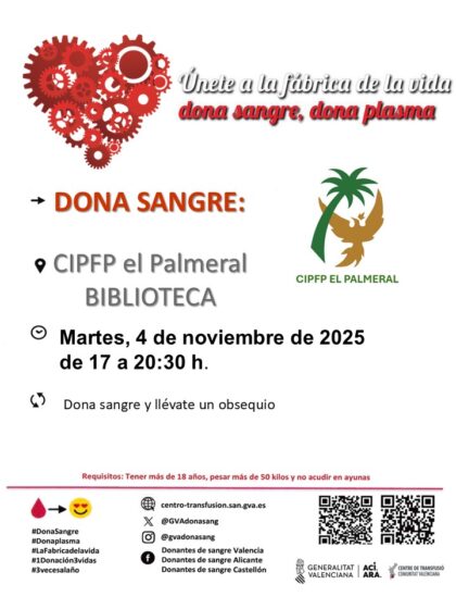 Orihuela, evento: Donación de sangre, organizada por el Centro de Transfusiones de la Comunidad Valenciana y el CIPFP El Palmeral