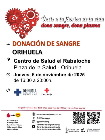 Orihuela, evento: Donación de sangre, organizada por el Centro de Transfusiones de la Comunidad Valenciana