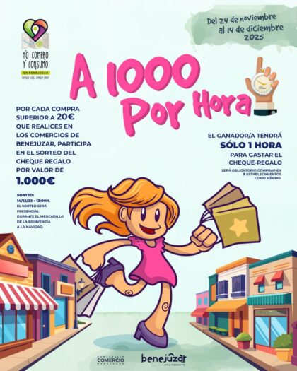 Benejúzar premia las compras en el comercio local con el sorteo de un cheque de 1.000 euros para gastar en una hora