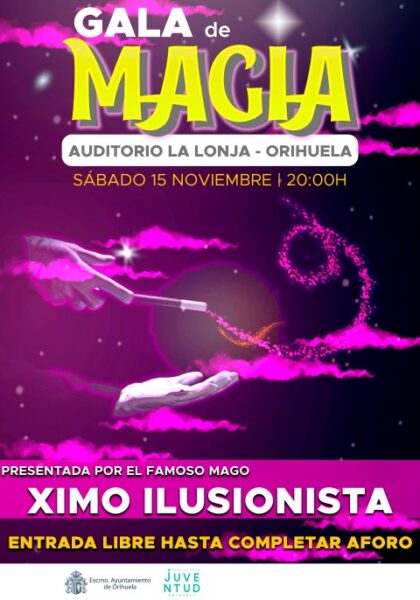 Orihuela, evento: Gala de magia por Ximo Ilusionista, dentro del ciclo de espectáculos de magia, hipnosis y humor de la Concejalía de Juventud