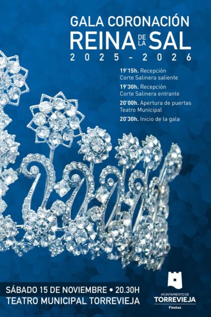 Torrevieja, evento: Gala de proclamación y coronación de la Reina de la Sal y sus damas de honor 2025-2026 en las fiestas patronales en honor a 'La Purísima', dentro de la programación cultural para el tercer cuatrimestre organizada por la Concejalía de Cultura