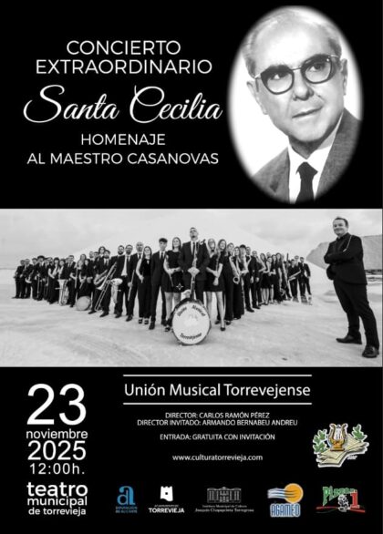  Torrevieja, evento cultural: Concierto de Santa Cecilia, por la Unión Musical Torrevejense (UMT), para celebrar el mes de la patrona de los músicos, dentro de la programación cultural para el tercer cuatrimestre organizada por la Concejalía de Cultura 