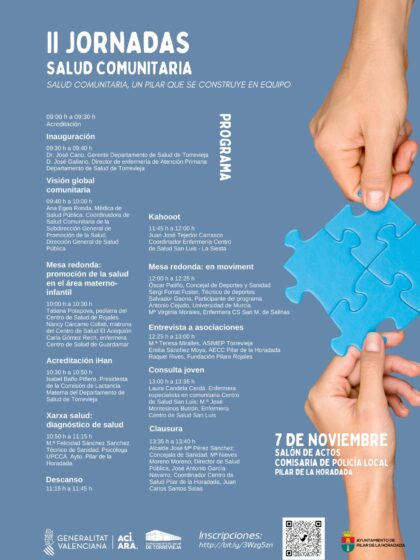 Pilar de la Horadada, evento: II Jornadas de Salud Comunitaria, con mesas redondas, conferencias, entrevistas y consultas, organizada por la Concejalía de Sanidad