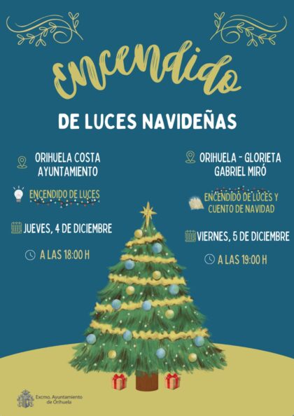 Orihuela, evento: Encendido de luces de Navidad y lectura del cuento de Navidad, organizado por la Concejalía de Festividades