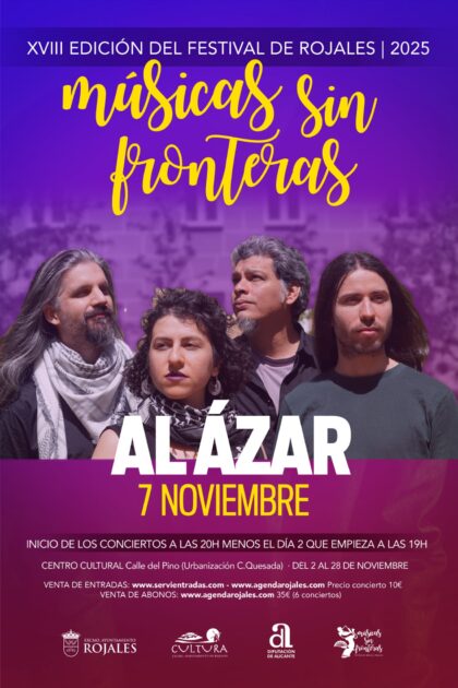 Ciudad Quesada de Rojales, evento cultural: Concierto de 'Al Ázar' en el XVIII 'Músicas sin fronteras', dentro de los actos del último trimestre del año de la Concejalía de Cultura