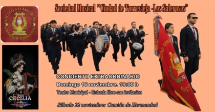 Torrevieja, evento cultural: Concierto de Santa Cecilia por la Sociedad Musical Ciudad de Torrevieja 'Los salerosos' para celebrar el mes de la patrona de los músicos, dentro de la programación cultural para el tercer cuatrimestre organizada por la Concejalía de Cultura