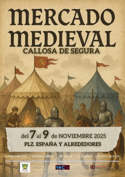 Callosa de Segura, evento: Apertura del mercado medieval, con campamento, animaciones, exhibiciones de cetrería, talleres, cuentacuentos, organizado por el Ayuntamiento