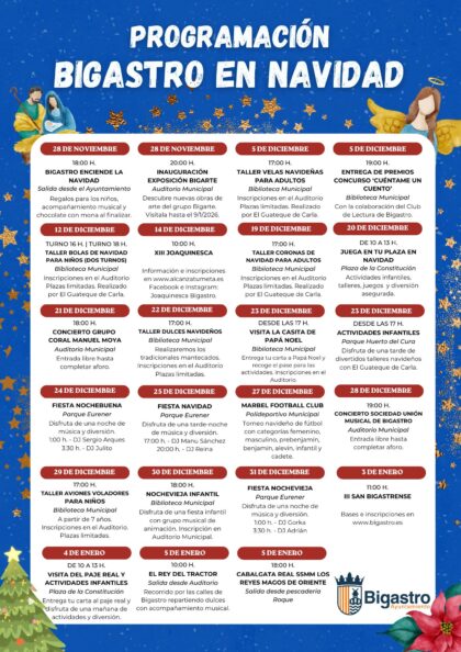 Bigastro, evento: Encendido de la iluminación navideña y del árbol navideño 'Bigastro enciende la Navidad', dentro de los actos de la programación de Navidad del Ayuntamiento