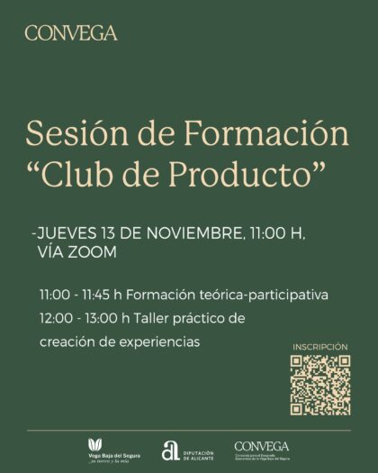 Rojales, evento 'on line': Inscripción a la sesión de formación para impulsar el 'Club de Producto Gastronómico' de la Vega Baja, organizada por el Consorcio para el Desarrollo Económico de la Vega Baja (Convega)
