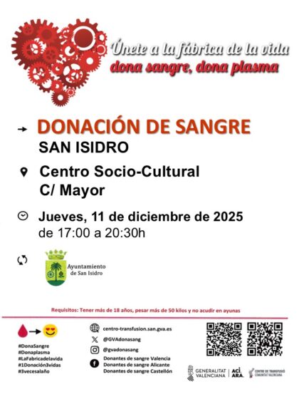 San Isidro, evento: Donación de sangre, organizada por el Centro de Transfusiones de la Comunidad Valenciana