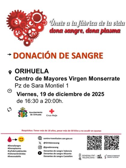 Orihuela, evento: Donación de sangre, organizada por el Centro de Transfusiones de la Comunidad Valenciana