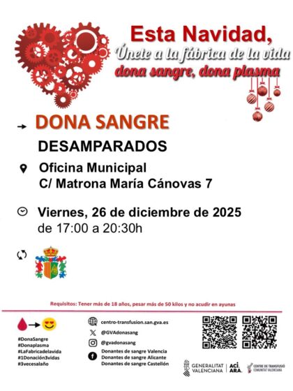 Desamparados de Orihuela, evento: Donación de sangre, organizada por el Centro de Transfusiones de la Comunidad Valenciana