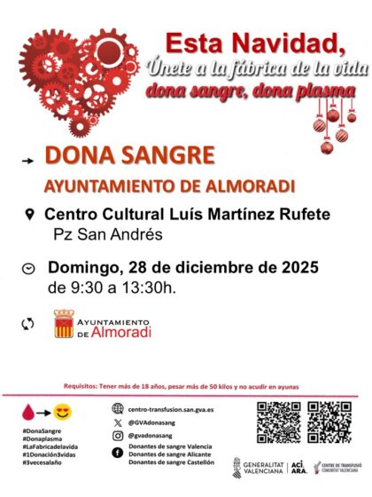 Almoradí, evento: Donación de sangre, organizada por el Centro de Transfusiones de la Comunidad Valenciana