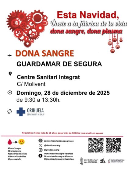 Guardamar del Segura, evento: Donación de sangre, organizada por el Centro de Transfusiones de la Comunidad Valenciana