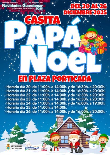 Guardamar del Segura, evento: Visitas a la casita de Papá Noel, dentro del programa de actividades de las navidades 2025-2026 organizado por el Ayuntamiento