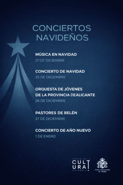 Cultura Orihuela celebra la Navidad con un programa de cinco conciertos en distintos puntos de la ciudad 