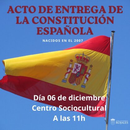 Rojales, evento: Acto de entrega de ejemplares de la Constitución Española para los jóvenes rojaleros que cumplen 18 años en 2025, organizado por el Ayuntamiento