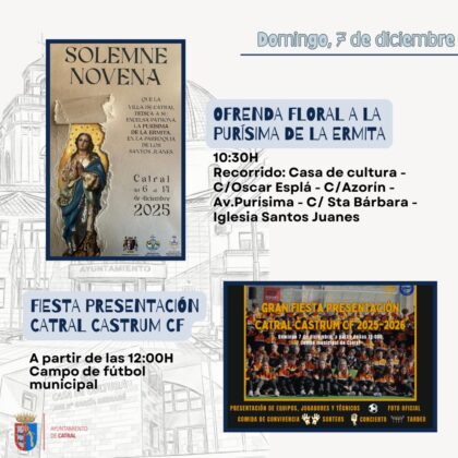 Catral, evento: Fiesta de presentación del Catral Castrum CF con comida y tardeo, dentro de los actos de las fiestas de Navidad organizados por el Ayuntamiento