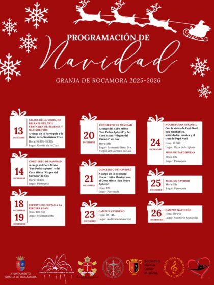 Granja de Rocamora, evento: Celebración de la misa de Navidad, dentro de las actividades de la programación de Navidad 2025-2026 organizadas por el Ayuntamiento