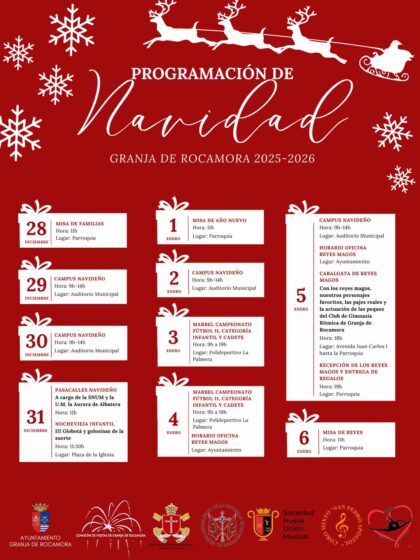 Granja de Rocamora, evento: 'Marbel campeonato de fútbol 11' en categoría infantil y cadete, dentro de las actividades de la programación de Navidad 2025-2026 organizadas por el Ayuntamiento