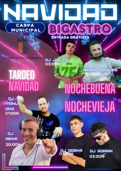 Bigastro, evento: Actuación del dj Manu Sánchez en la fiesta del tardeo de Navidad, dentro de los actos de la programación de Navidad del Ayuntamiento