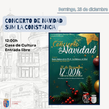 Catral, evento cultural: Concierto de Navidad por la banda sinfónica de la S.U.M. 'La constancia', dentro de los actos de las fiestas de Navidad organizados por el Ayuntamiento