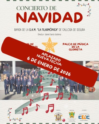 Callosa de Segura, evento cultural: Concierto de Navidad de la banda de la Sociedad Arte Musical 'La Filarmónica', organizado por la propia S.A.M. 'La Filarmónica'
