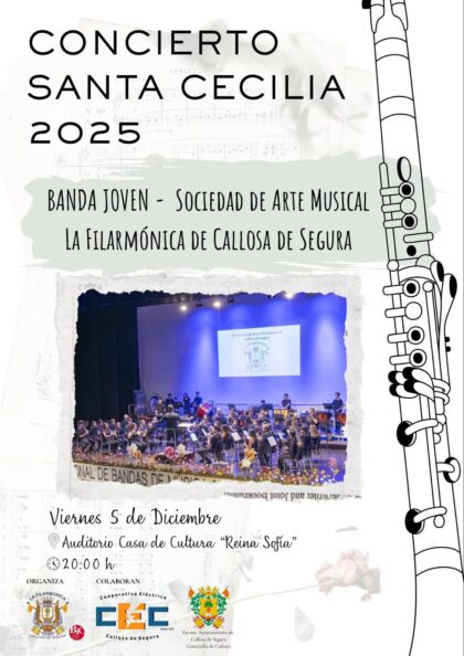 Callosa de Segura, evento cultural: Concierto de Santa Cecilia 2025 por la banda joven de la Sociedad de Arte Musical 'La Filarmónica', organizado por la propia Sociedad de Arte Musical 'La Filarmónica'