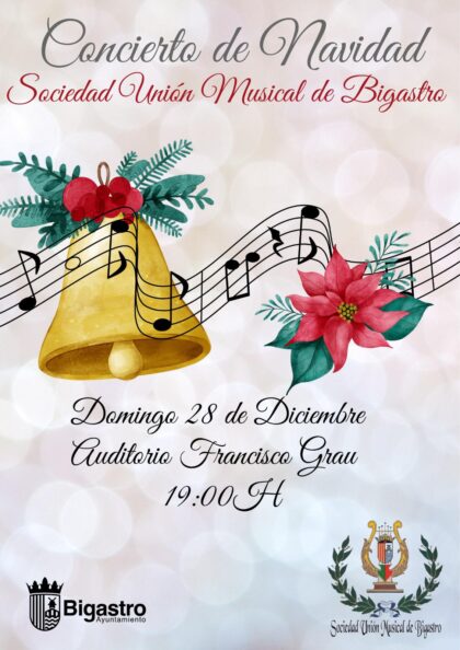 Bigastro, evento cultural: Concierto de la Sociedad Unión Musical de Bigastro (SUMB), dentro de los actos de la programación de Navidad del Ayuntamiento