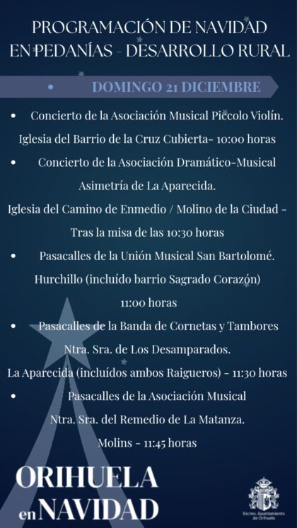 El Badén de Orihuela, evento: Pasacalles de la Unión Musical La Aparecida, dentro de la programación de actos de 'Navidad en pedanías 2025' organizada por la Concejalía de Desarrollo Rural El Badén de Orihuela, evento: Pasacalles de la Unión Musical La Aparecida, dentro de la programación de actos de 'Navidad en pedanías 2025' organizada por la Concejalía de Desarrollo Rural