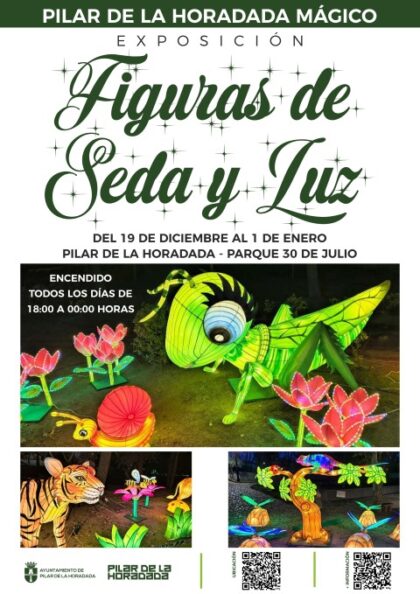 Pilar de la Horadada, evento: Inauguración de la exposición gratuita de figuras de seda y luz en movimiento 'Pilar de la Horadada mágico: Luz y fantasía', dentro del programa de actos de Navidad 2025-2026 organizados por el Ayuntamiento