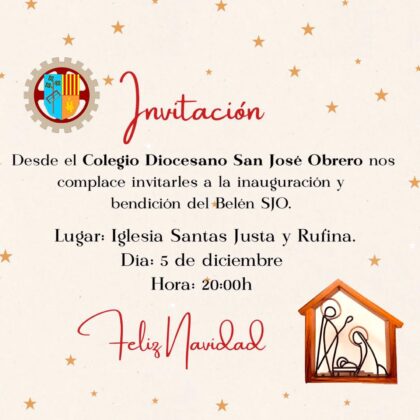 Orihuela, evento: Inauguración y bendición del belén del colegio San José Obrero, organizada por la Fundación Diocesana San José Obrero