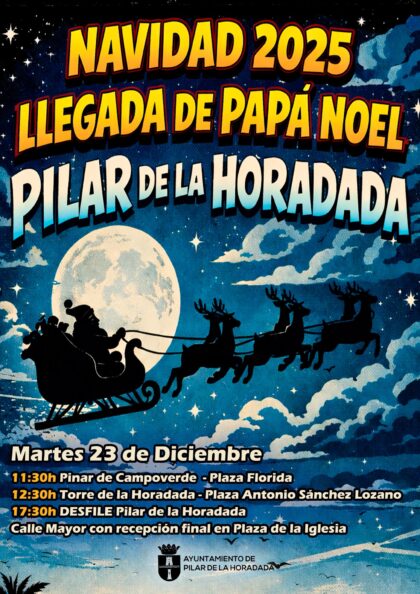 Pilar de la Horadada, evento: Desfile de Papá Noel con bailes y animación, dentro del programa de actos de Navidad 2025-2026 organizados por el Ayuntamiento