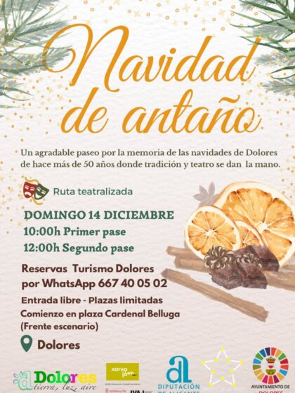 Dolores, evento: Primer pase de la ruta teatralizada 'Navidad de antaño', dentro de los actos de la Feria del Comercio y de la Navidad 2025 organizada por el Ayuntamiento
