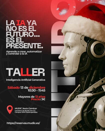 Desamparados de Orihuela, evento: Taller de inteligencia artificial, dentro del programa de talleres en navidades organizado por el Museo de Ciencias MUDIC 'Jesús Carnicer'