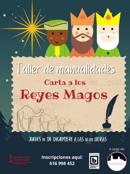 Orihuela, evento: Taller de manualidades 'Carta a los Reyes Magos', a cargo de 'Mamaima', dentro de los actos de la Biblioteca Pública y Archivo Histórico ‘Fernando de Loazes’