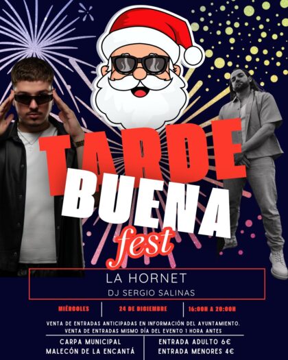 Rojales, evento: 'Tardebuena' fest con la actuación del grupo 'La hornet' y una sesión del dj Sergio Salinas, organizada por el Ayuntamiento