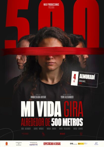 Almoradí, evento cultural: Representación de la obra de teatro a ciegas 'Mi vida gira alrededor de 500 metros', con motivo del 25N, Día Internacional de la Eliminación de la Violencia contra la Mujer, organizada por la Concejalía de Igualdad