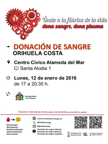 Orihuela Costa, evento: Donación de sangre, organizada por el Centro de Transfusiones de la Comunidad Valenciana