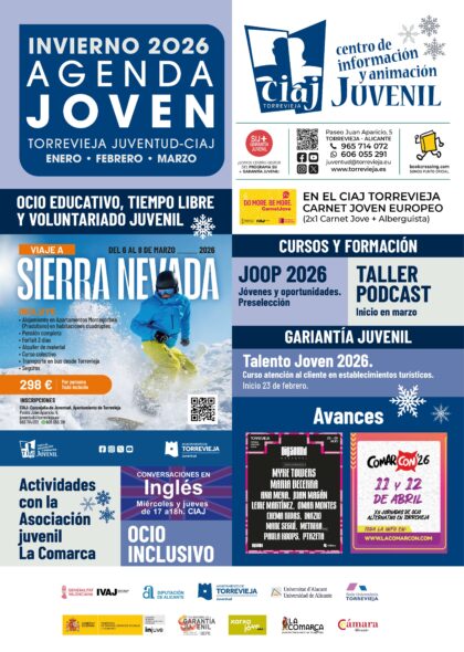 La concejalía de Juventud presenta su Agenda Joven de invierno para el primer trimestre de este 2026