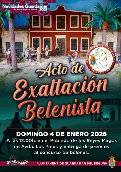 Guardamar del Segura, evento: Acto de exaltación belenista y entrega de premios del XII Concurso de Belenes, dentro del programa de actividades de las navidades 2025-2026 organizado por el Ayuntamiento