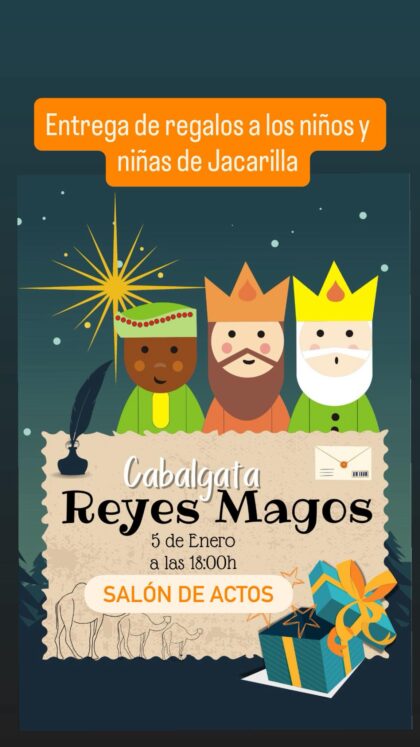 Jacarilla, evento: CAMBIO de UBICACIÓN Cabalgata de los Reyes Magos con entrega de regalos a los más pequeños, organizada por el Ayuntamiento