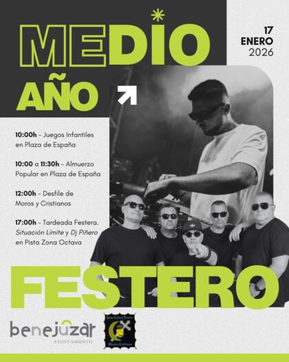 Benejúzar, evento: Desfile de las comparsas de moros y cristianos, dentro de los actos del Medio Año Festero 2026 organizados por la Junta Central Festera de Moros y Cristianos y el Ayuntamiento