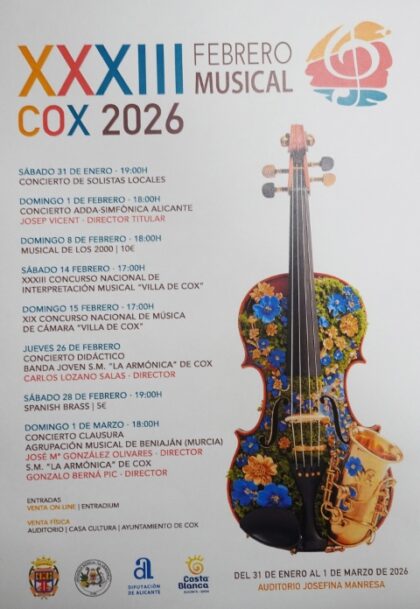 Cox anuncia el Febrero Musical 2026 con una programación de primer nivel para ensalzar el papel de la música