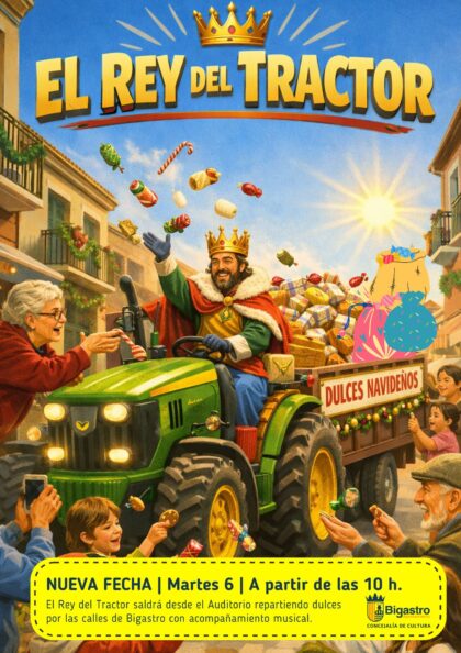 Bigastro, evento: APLAZADO al MARTES 6 de ENERO Recorrido de 'El rey del tractor' con música de la banda juvenil de la Sociedad Unión Musical, dentro de los actos de la programación de Navidad del Ayuntamiento