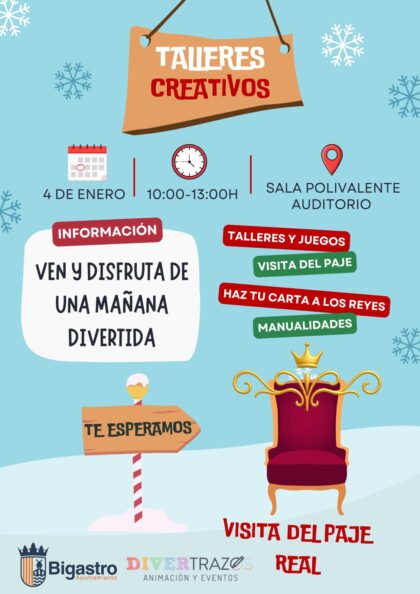 Bigastro, evento: CAMBIO de UBICACIÓN Visita del paje real y actividades infantiles con talleres creativos, manualidades y juegos, dentro de los actos de la programación de Navidad del Ayuntamiento