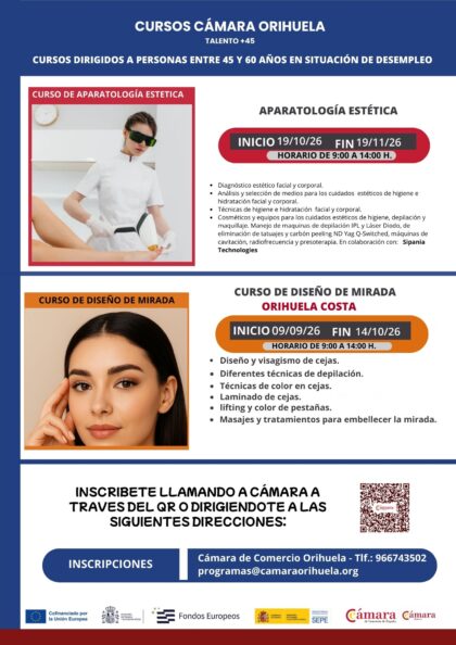 Orihuela Costa, evento: Inscripción al curso gratuito de diseño de mirada dirigido a personas de 45 a 60 años desempleadas, organizado por la Cámara de Comercio de Orihuela